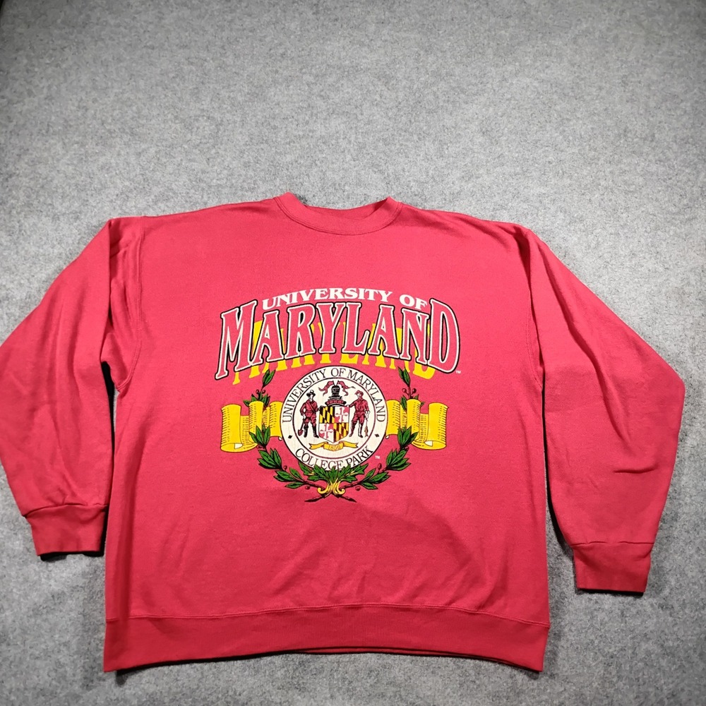 Vintage Jostens Men's Red University of Maryland College Park Sweatshirt Size XL
